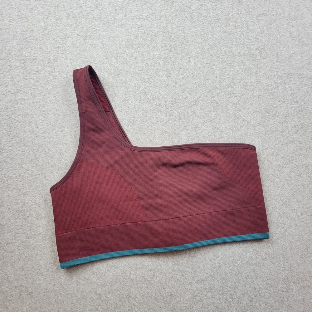Outdoor Voices Sports Bra Womens Medium Burgundy One Shoulder Asymmetrical Yoga - Picture 2 of 12
